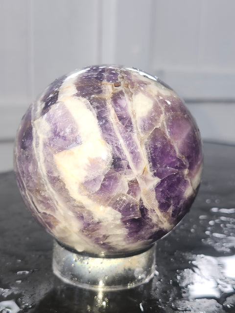 Chevron amethyst sphere! 3.05 inches, 1.7 pounds