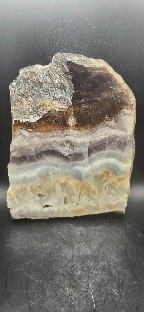 Striped calcite slab! 1.4 pounds, 5.5 inches tall, 4.5 wide
