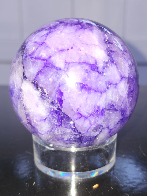 Purple crackle quartz sphere! 64mm, 2.5 inches, 13.6 ounces