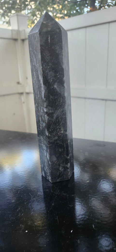 Large larvikite tower! 8.25 inches, 1.13 pounds!