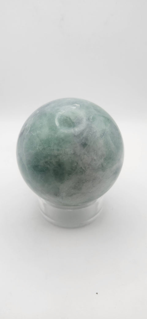 Green florite sphere. 60mm, 2.37 inches, 14.2 ounces