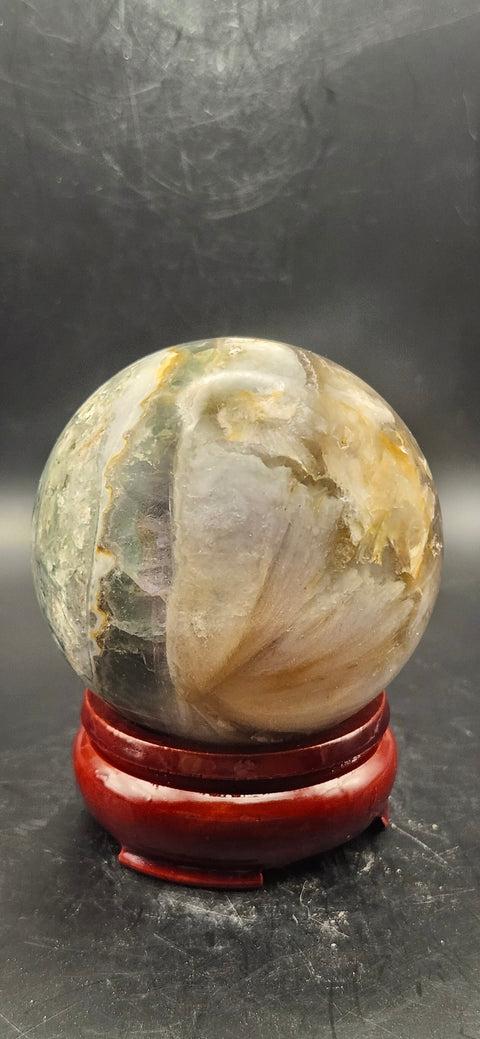 Florite/ ferruginous quartz sphere!! 15.7 ounces, 65.6mm, 2.5 inches