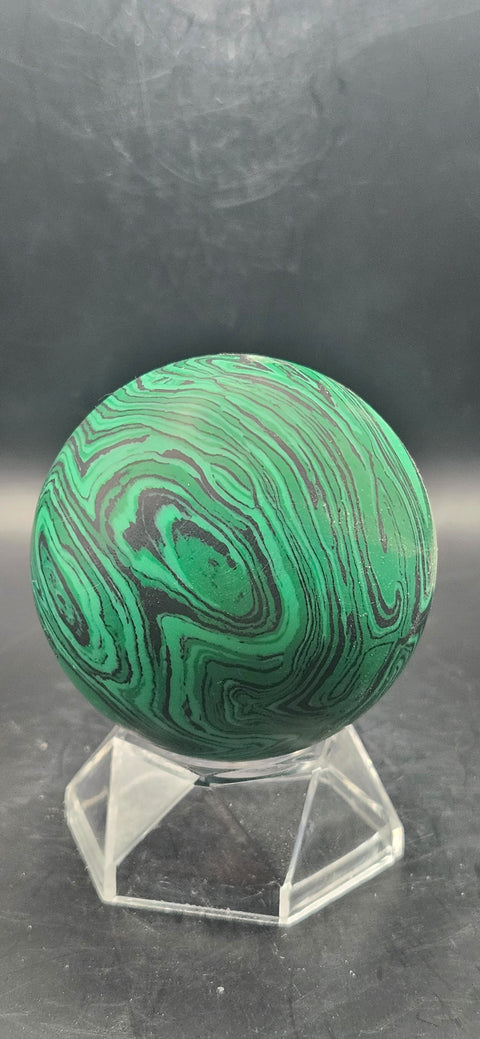 Malachite sphere! 61.5mm, 2.4 inches, 9.2 ounces!