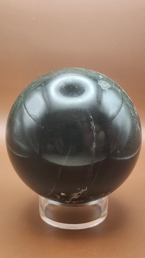 Moss agate sphere. 81.4mm,.3.20 inches, 1.9 inches
