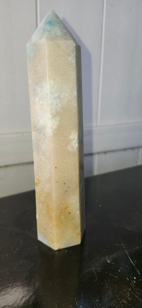 Blue, orange & green aventurine tower! 7.5 inches tall, 1.2 pounds