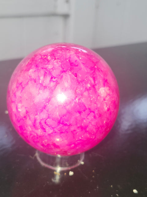 Pink crackle quartz! 14.7 ounces, 66mm, 2.6 inches