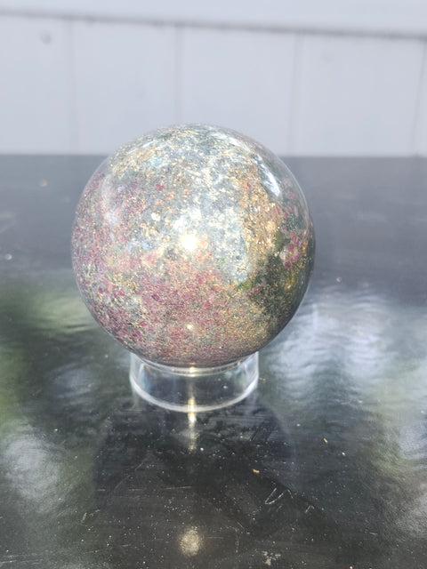 Ruby in kyanite sphere! 11.5 ounces, 55.8mm,2.20 inches uv reactive