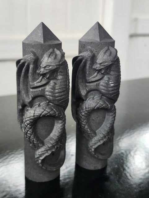 Shungite dragon towers style 2! 4 inches tall 3.5 to 4 ounces