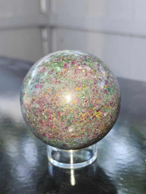 Ruby in kyanite sphere! 13 ounces, 59.4mm,2.33 inches uv reactive