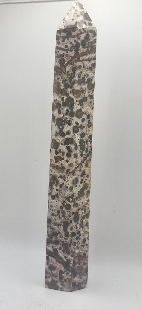 Leopard skin jasper tower! 8.5 inches tall, 13.5 ounces