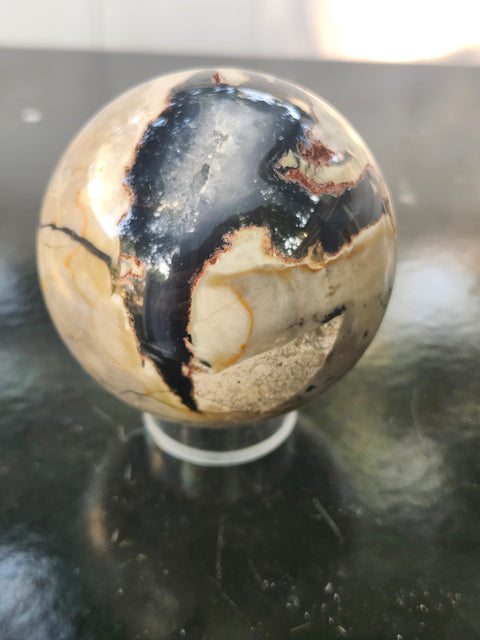 Druzy volcanic agate sphere! 11 ounces, 62mm, 2.4 inches