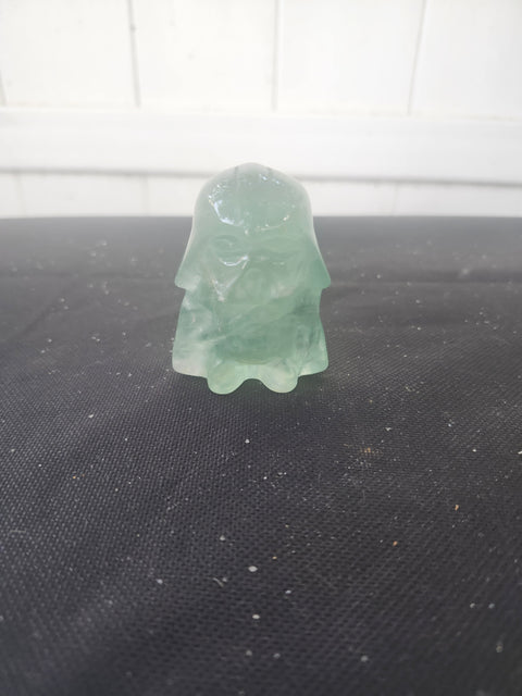 4 ounce, 2.75 inch green florite Darth vader carving star wars