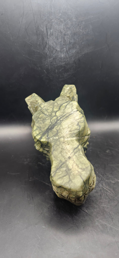 Serpentine dragon skull! 1.15 pounds, 4.5 inch head, 6.5 nose to horn