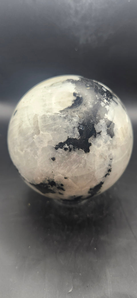 Rainbow moonstone sphere! 81.9mm, 3.22 inches, 1.11 pounds