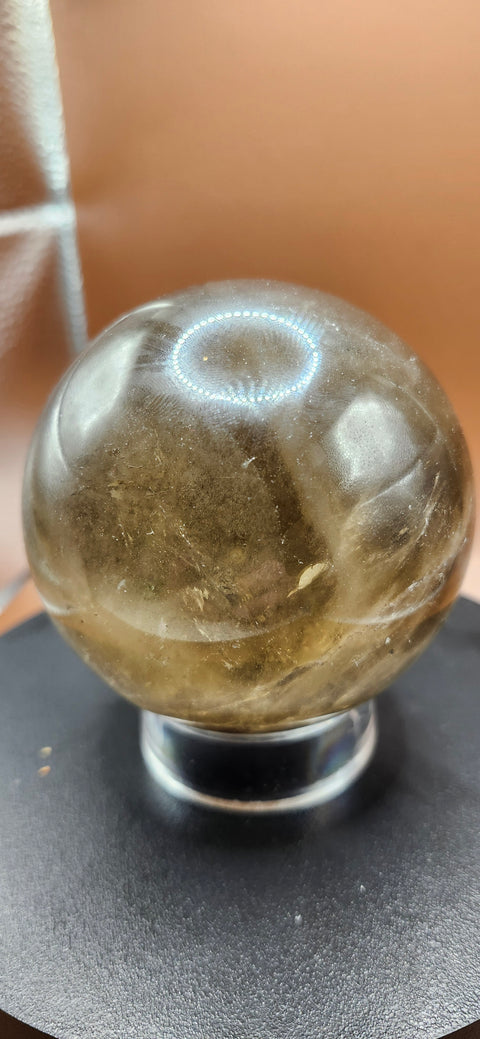Smoky quartz sphere, 75mm, 2.95 inches, 1.5 pounds