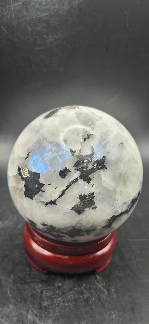 Rainbow moonstone sphere! 72mm, 2.8 inches, 1.2 pounds