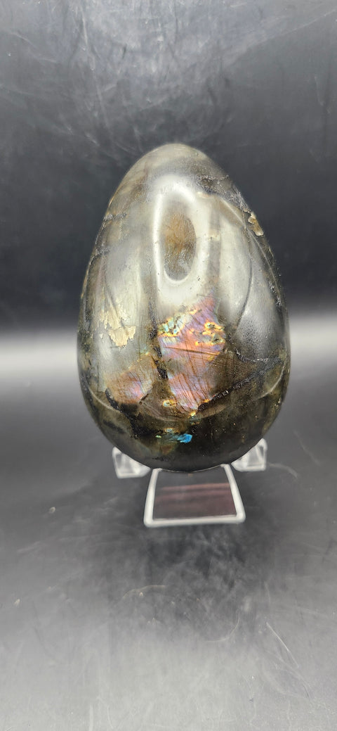 14.8 ounce, 3.5 inch purple flash Labradorite egg