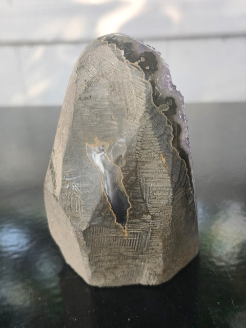 Amethyst cut base free form! 14.7 ounces, 3.6 inches tall, 2.6 wide