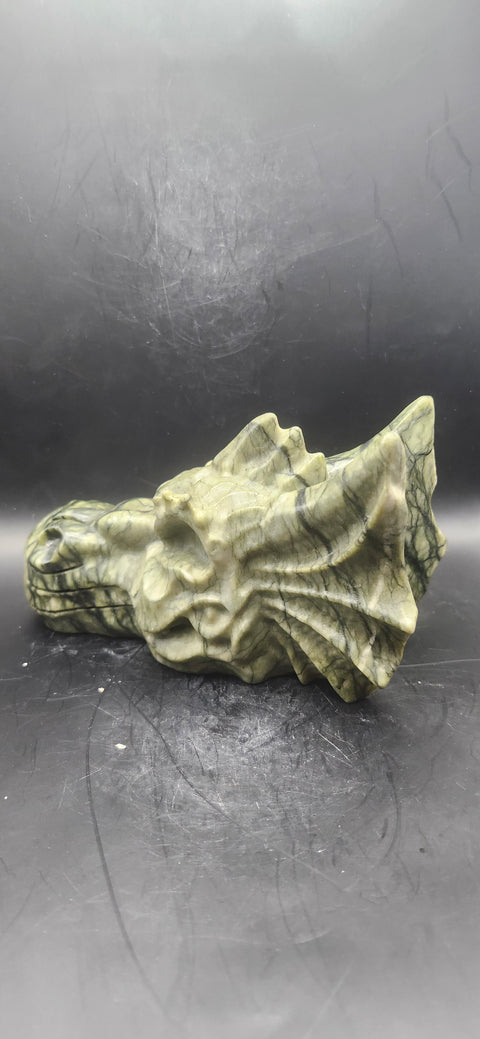 Serpentine dragon skull! 1.12 pounds, 4.5 inch head, 6.5 inch nose to horn