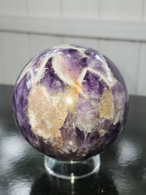 Dream amethyst sphere! 85.5mm, 3.36 inches, 1.15 pounds