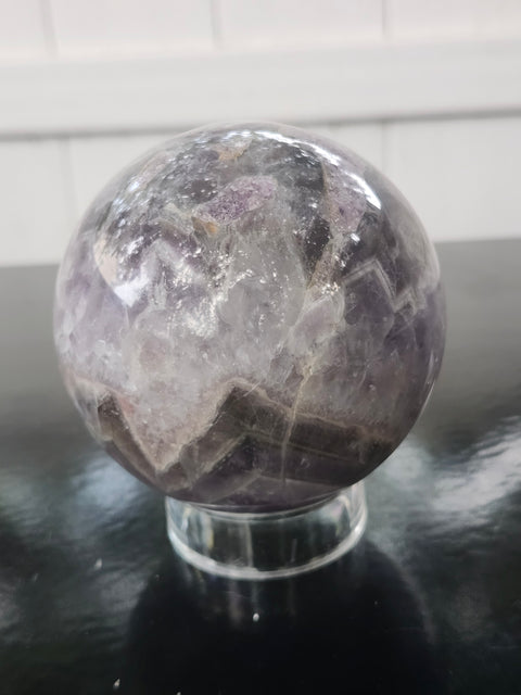 Chevron amethyst sphere! 1.9 pounds, 79mm, 3.1 inches