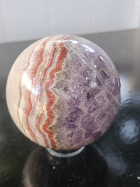 Amethyst lace agate sphere! 74mm 2.93 inches, 1.4 pounds
