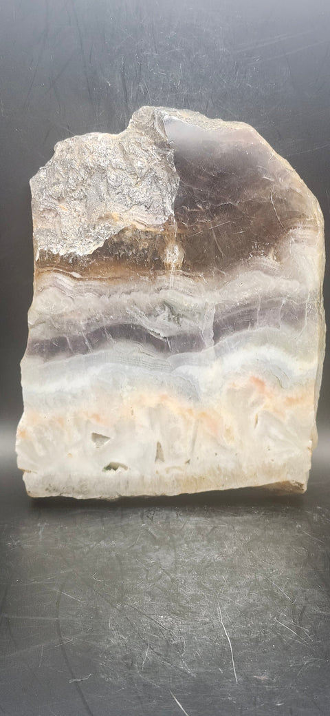 Striped calcite slab! 1.4 pounds, 5.5 inches tall, 4.5 wide