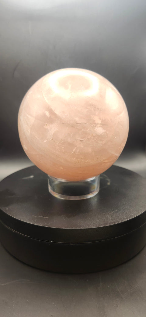Rose quartz sphere, 85mm, 3.35 inches, 1.15 pounds