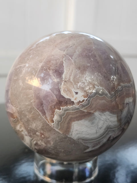 Amethyst lace agate sphere! 83mm, 3.27 inches, 1.13 pounds