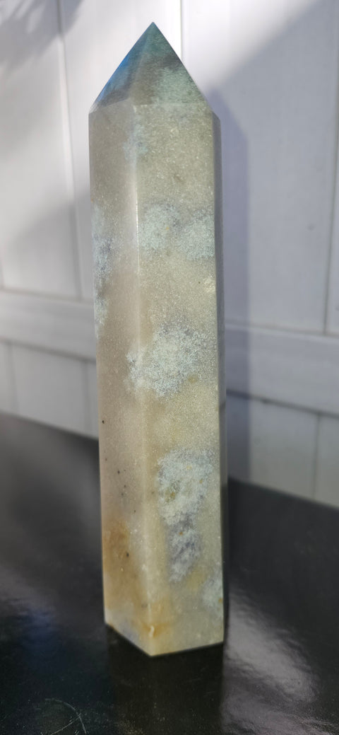 Blue, orange & green aventurine tower! 7.5 inches tall, 1.2 pounds