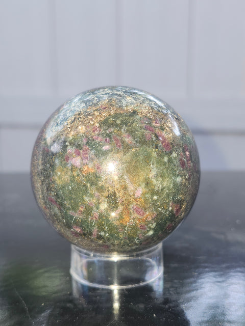 Ruby in kyanite sphere! 11.5 ounces, 55.8mm,2.20 inches uv reactive