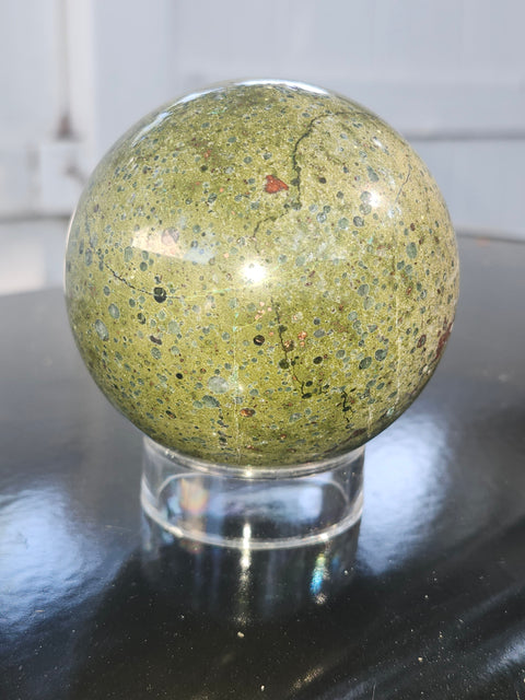 Olive opal sphere! 1.7 pounds, 73mm, 2.8 inches