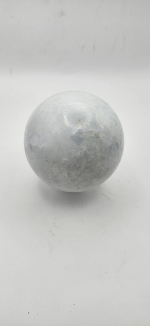 Blue calcite sphere! 9.2 ounces, 55.9mm, 2.2 inches