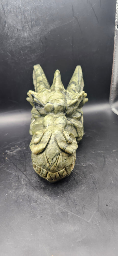 Serpentine dragon skull! 1.15 pounds, 4.5 inch head, 6.5 nose to horn