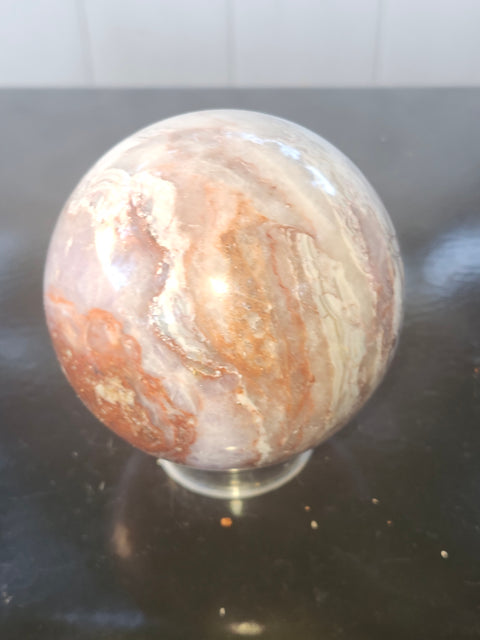 Amethyst lace agate sphere! 84mm, 3.3 inches, 1.14 pounds