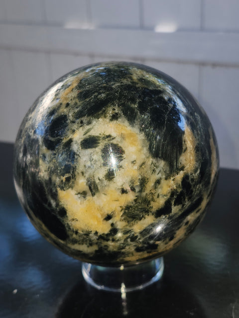 Mega Green sodalite sphere! 98.9mm, 3.89 inches, 3.8 pounds