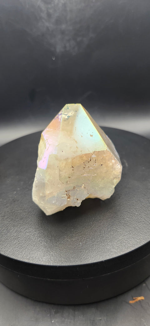 Angel aura citrine polished top point! 4 ounces.