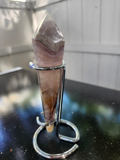 3.5 ounce, 5.5 inch amethyst lace agate scepter