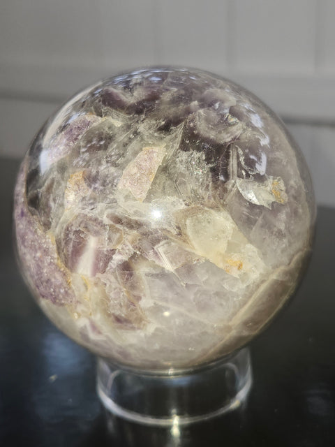 Chevron amethyst sphere! 1.9 pounds, 79mm, 3.1 inches