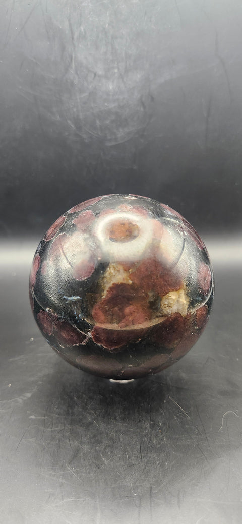 Astrophyllite garnet firework sphere! 74.5mm, 2.93 inches, 1.9 pounds