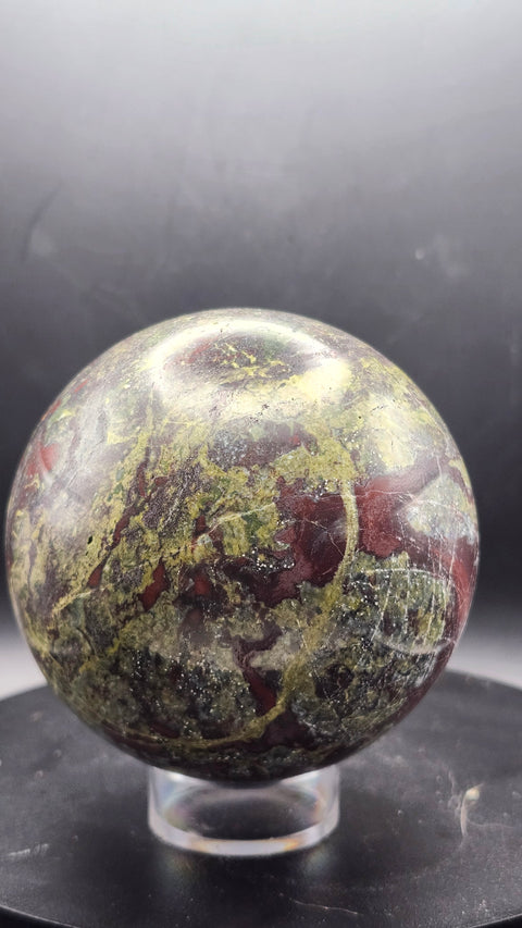 Dragon bloodstone sphere 75mm, 2.96 inches, 1.7 pounds