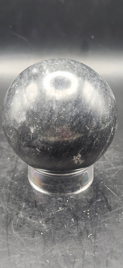 Black phantom quartz sphere! 51.2mm, 2 inches, 6.9 ounces