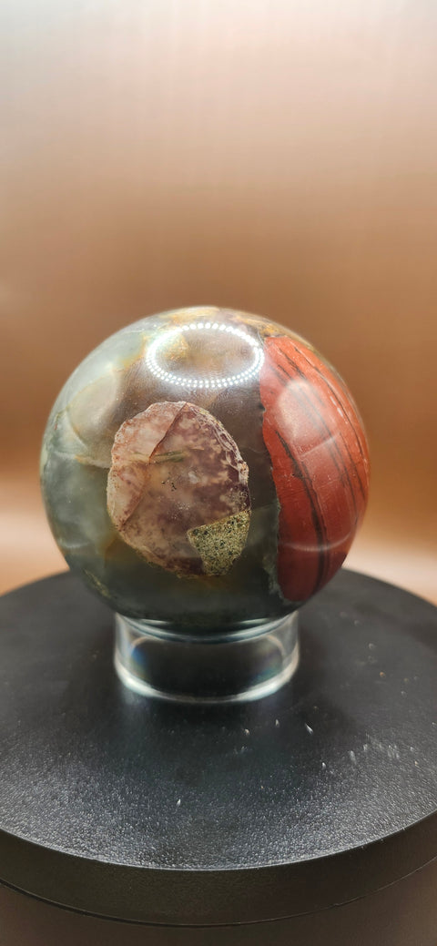 African bloodstone sphere! 73.5mm, 2.89 inches 1.4 pounds