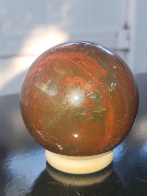 Ocean jasper sphere! 70.6mm, 2.77 inches, 1.1 pounds
