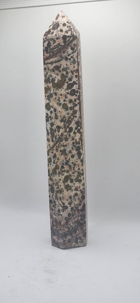 Leopard skin jasper tower! 8.5 inches tall, 13.5 ounces