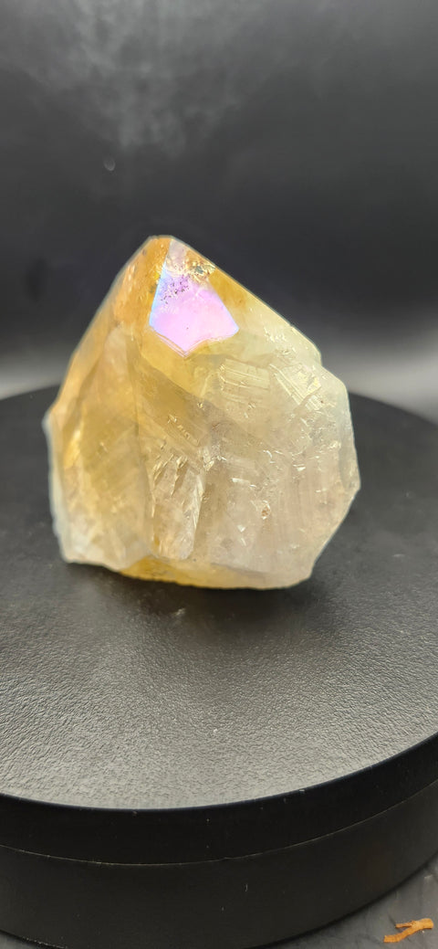 Angel aura citrine polished top point! 4 ounces.