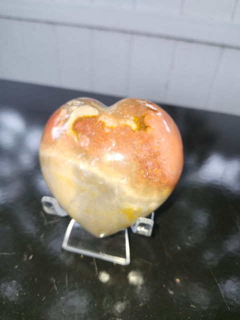 Polychrome jasper heart! 10.3 ounces, 3.5 inches wide