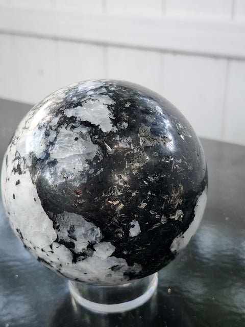 Rainbow moonstone sphere! 2.7 pounds, 90mm, 3.55 inches