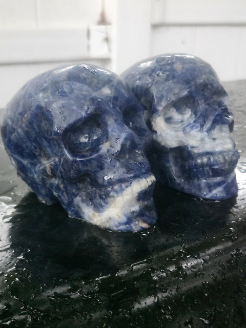 Sodalite skull!! 1 pound, 3.6 inches long, 2.7 tall, 2.3 wide
