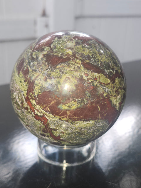 Dragon bloodstone sphere! 80mm, 3.1 inches, 1.12 pounds